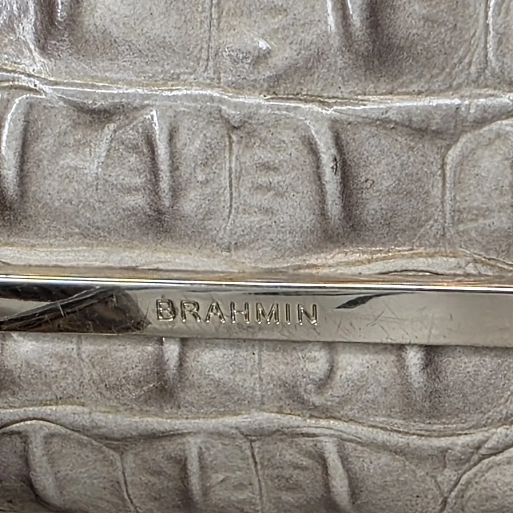 Brahmin Small Mallory Blossom Melbourne Latte Satchel Handbag Beige Ecru Taupe
